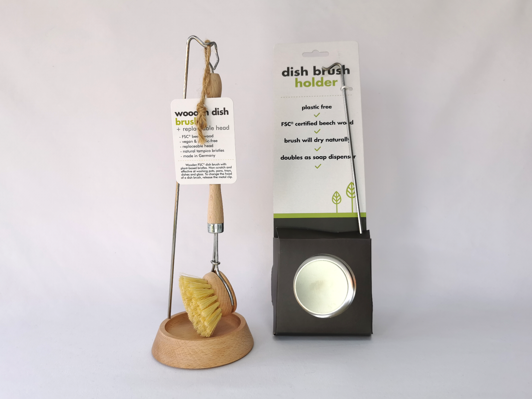 EcoLiving Wooden Dish Brush and Stand