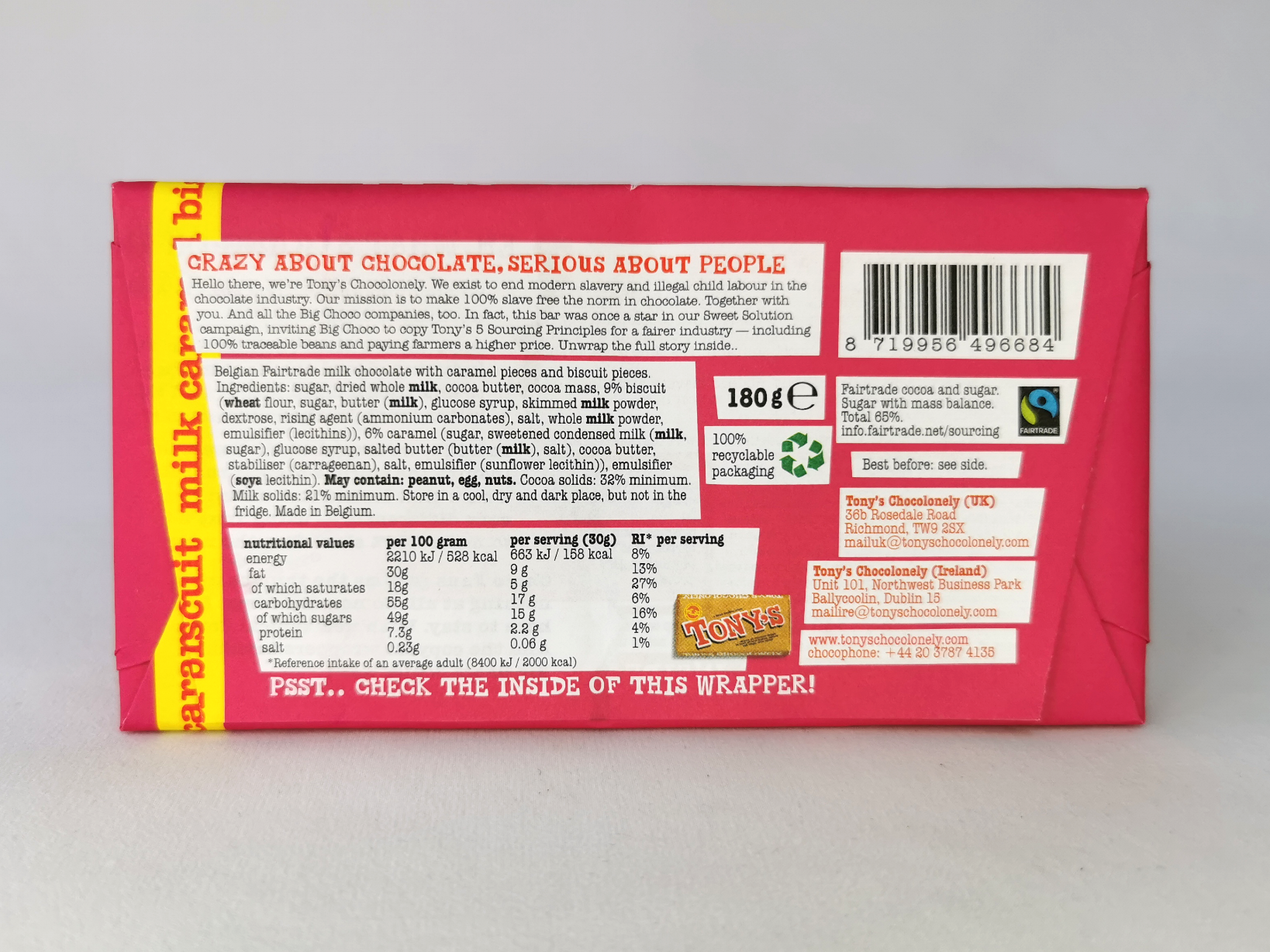 Tony's Chocolonely Caramel Biscuit Back