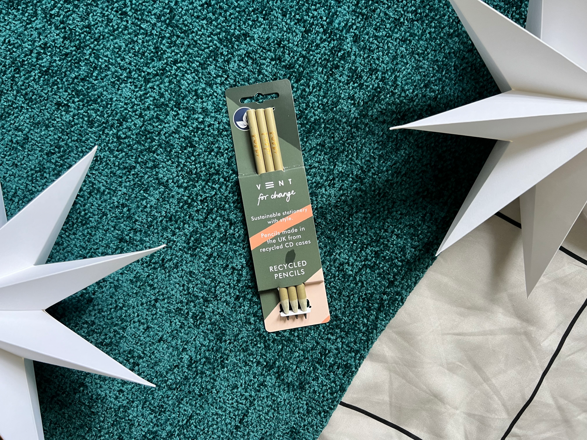 Christmas Vent for Change Pencils Gold and Green