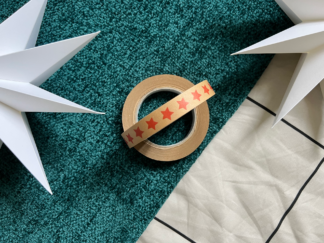 Xmas Naturally Wrapt Red Star Paper Tape