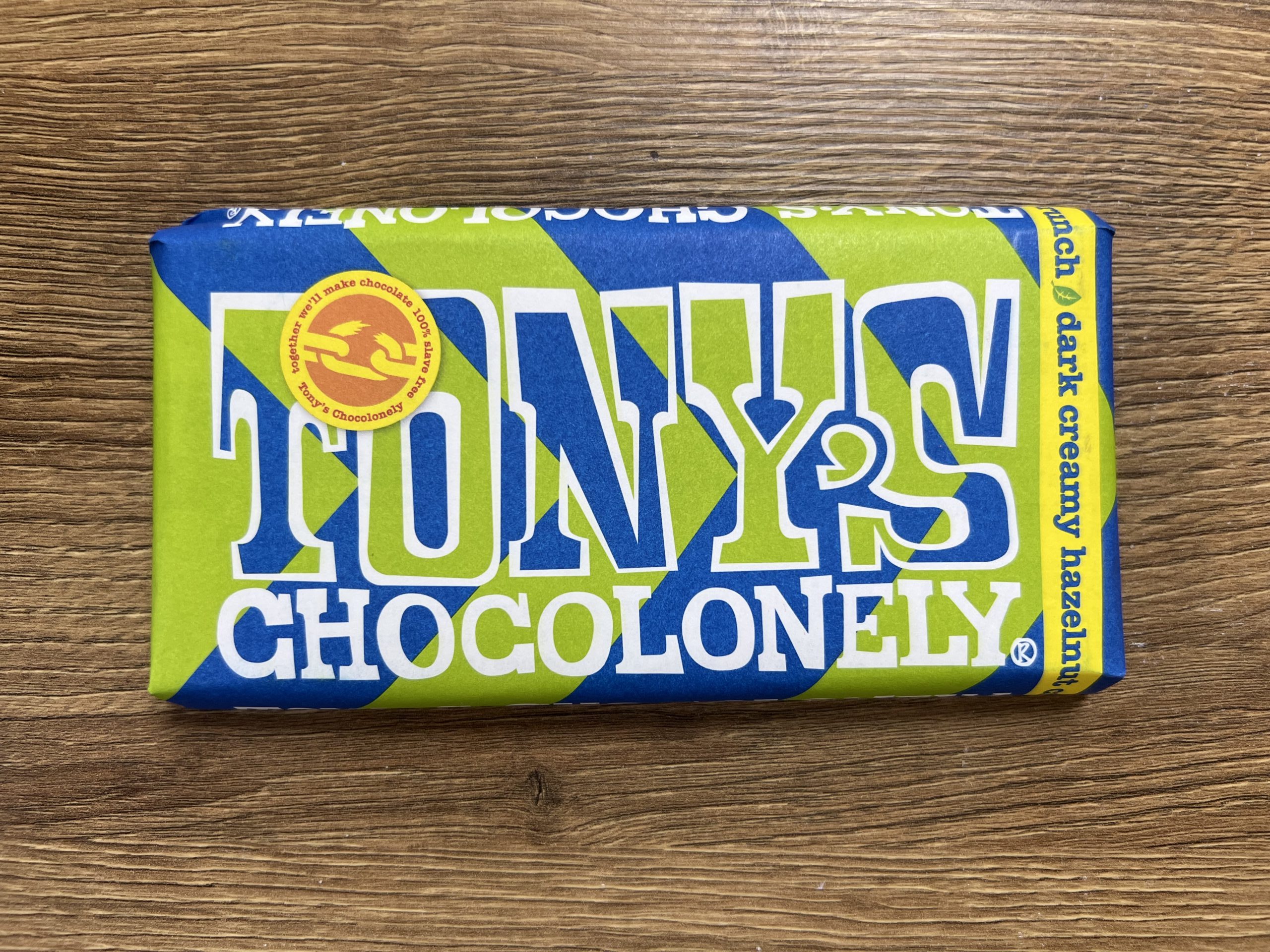 Tony's Chocolonely Dark Creamy Hazelnut Crunch new vegan bar